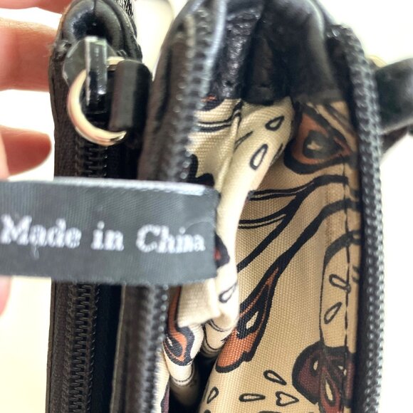 Brighton Black & Brown Leather Crossbody Bag With Adjustable Strap - Picture 4 of 13